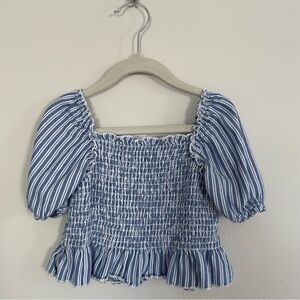 Wonder Nation Blue and White Crop Top